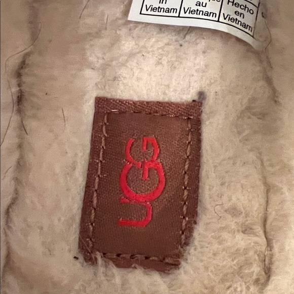 UGG Tasman II Chestnut Suede Slip-Ons with Red Patterned Trim platform slippers - Picture 15 of 15